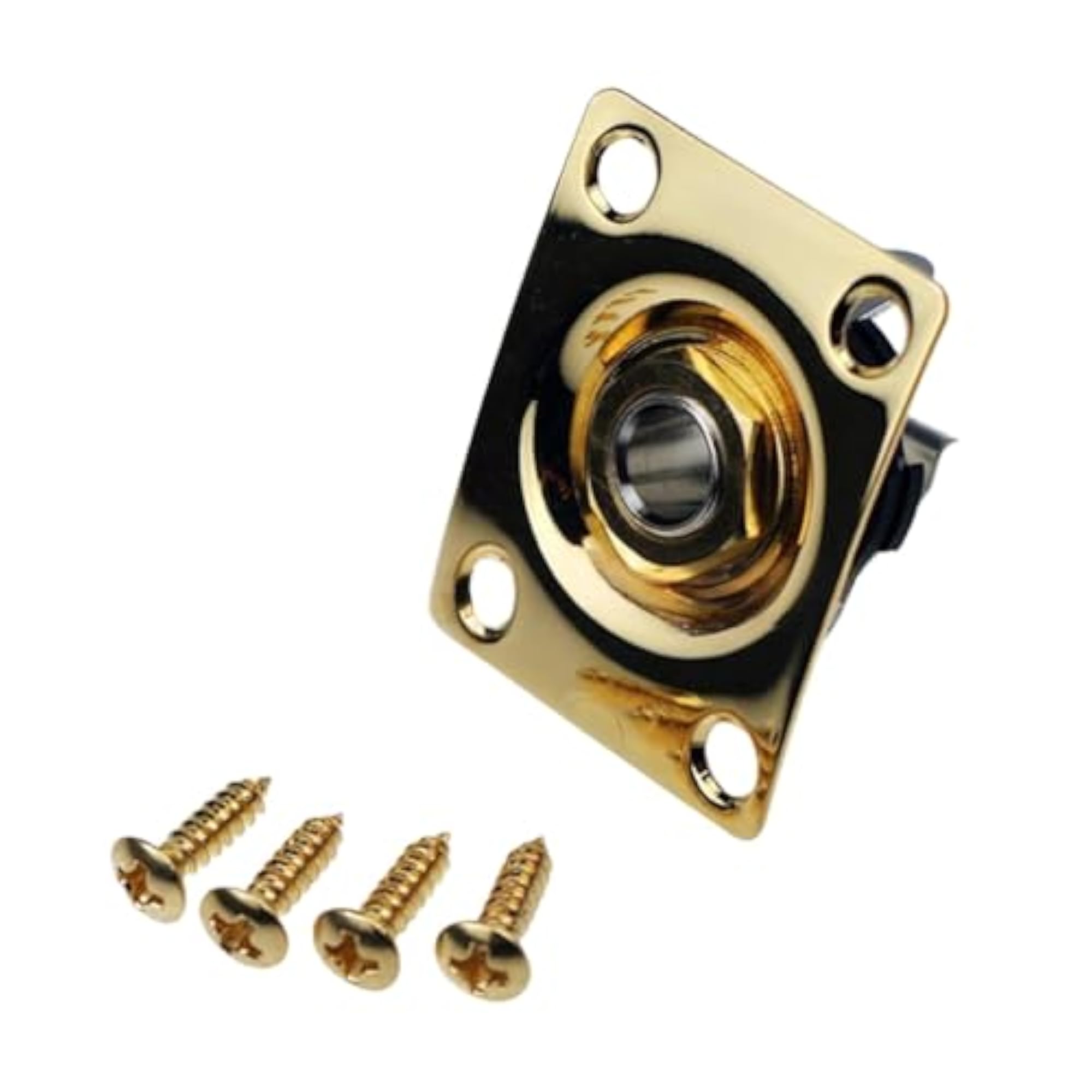 Electric Guitar Output Jack with Screws, Gold Square